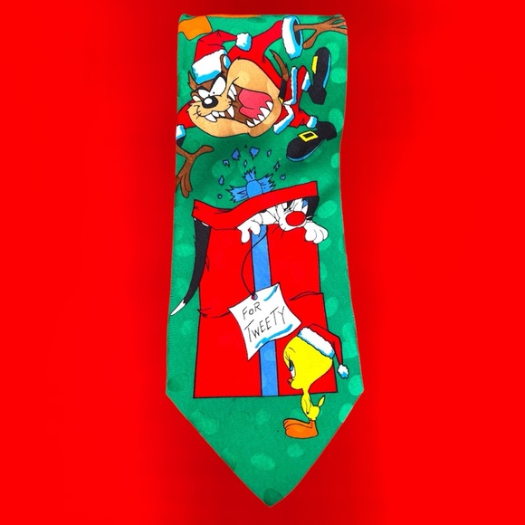 Silk Christmas Looney Tunes Tie! EUC! - Picture 2 of 14